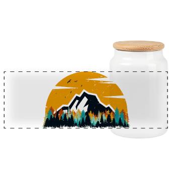 Forêt de Sunset Mountain - Boîte à biscuits avec couvercle en bois - blanc - Devant