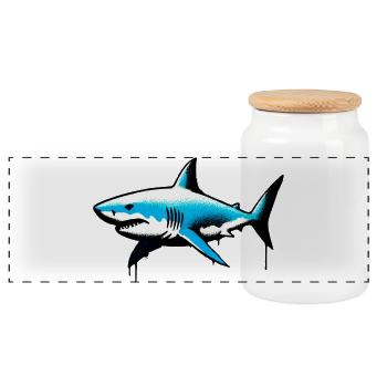 Requin - Boîte à biscuits avec couvercle en bois - blanc - Devant