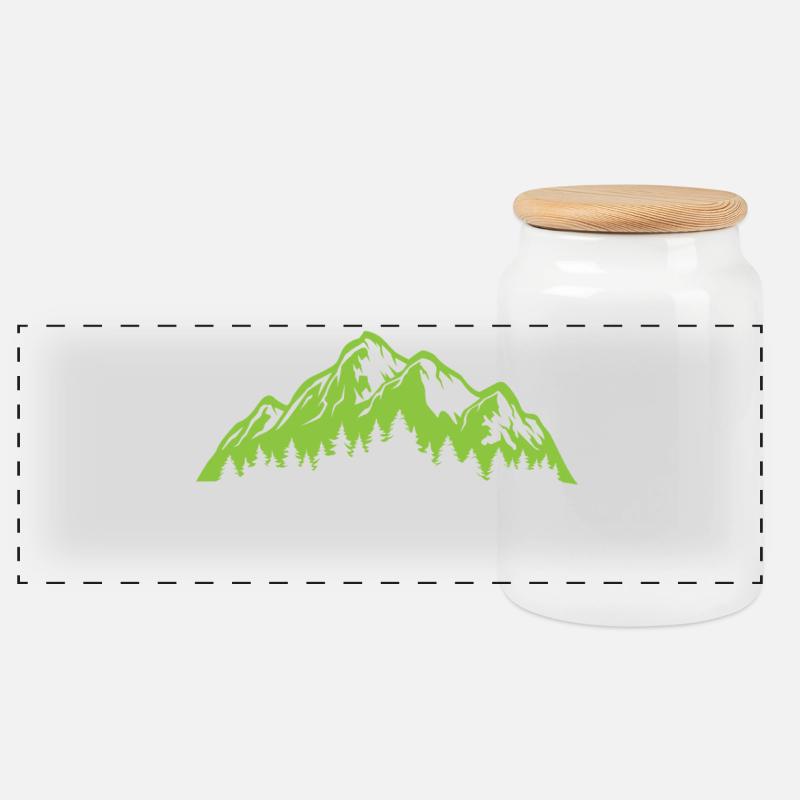 Trail Running - Panoramic Cookie Jar with Wooden Lid - white