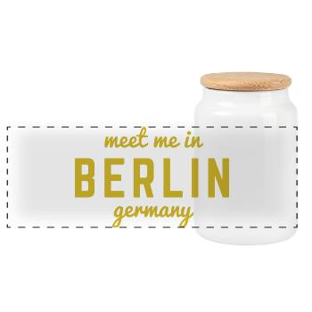 Berlin Germany Fan Flag Design T Shirt - Panoramic Cookie Jar with Wooden Lid - white - Front