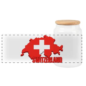 Schweizer Stolz, Flagge der Schweiz - Panorama Keksdose mit Holzdeckel - Weiß - Vorne