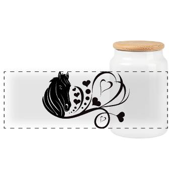 Cheval avec coeur Amoureux des chevaux Propriétaire de chevaux - Boîte à biscuits avec couvercle en bois - blanc - Devant