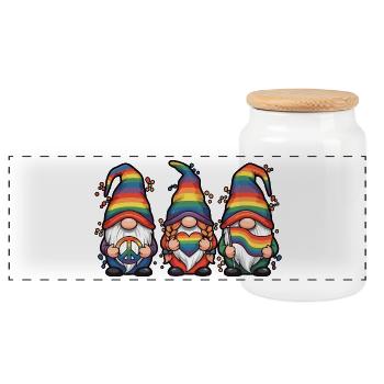 LGBTQ Pride Month - Love is Love - Panoramic Cookie Jar with Wooden Lid - white - Front