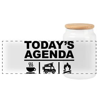Today's Agenda - Panoramic Cookie Jar with Wooden Lid - white - Front