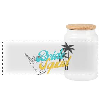 Braut Squad Tropischer Sonnenuntergang Design - Panorama Keksdose mit Holzdeckel - Weiß - Vorne