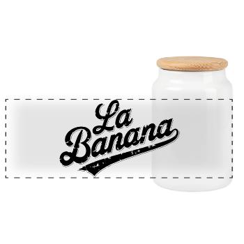 La banane - Boîte à biscuits avec couvercle en bois - blanc - Devant