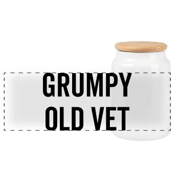Grumpy Old Vet - Panoramic Cookie Jar with Wooden Lid - white - Front