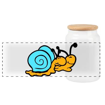 2 Snail Shell Snails Team In Love Friends - Panoramic Cookie Jar with Wooden Lid - white - Front