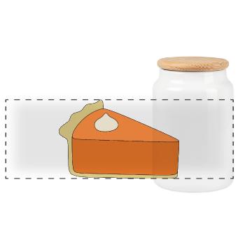 Pumpkin Pie Slice Illustration - Panoramic Cookie Jar with Wooden Lid - white - Front