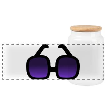 Gradient Purple Square Sunglasses Design - Panoramic Cookie Jar with Wooden Lid - white - Front
