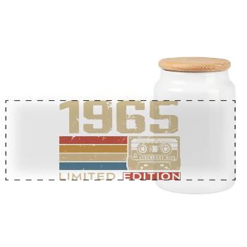 Legenden 1965 Jahrgang 1965 Jubiläum Jahrgang 1965 - Panorama Keksdose mit Holzdeckel - Weiß - Vorne