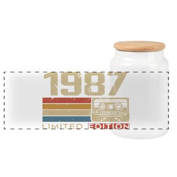 Légendes 1987 Millésime 1987 Jubilé 1987 vintage  - Boîte à biscuits avec couvercle en bois - blanc - Devant