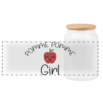 Pomme Pomme girl  Humour Phrase rigolote - Boîte à biscuits avec couvercle en bois - blanc - Devant