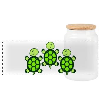3 Turtles Team Friends Hold On Crew - Panoramic Cookie Jar with Wooden Lid - white - Front