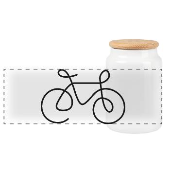 Silhouette de vélo – motif de vélo sportif - Boîte à biscuits avec couvercle en bois - blanc - Devant