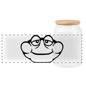 Frog Toad Smiles Funny Comic Happy Cool - Panoramic Cookie Jar with Wooden Lid - white - Front