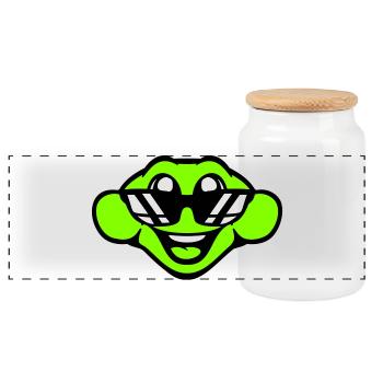 Frosch Kröte cool Sonnenbrille lacht glücklich süß - Panorama Keksdose mit Holzdeckel - Weiß - Vorne