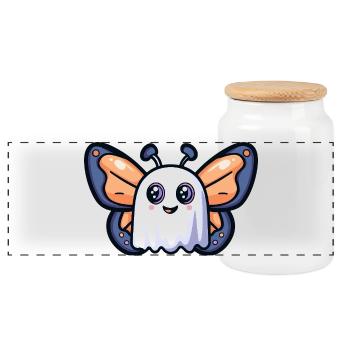 Schmetterling Halloween Geist - Panorama Keksdose mit Holzdeckel - Weiß - Vorne