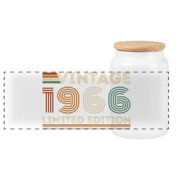 1966 Vintage Retro Geburtstagsgeschenk - Panorama Keksdose mit Holzdeckel - Weiß - Vorne