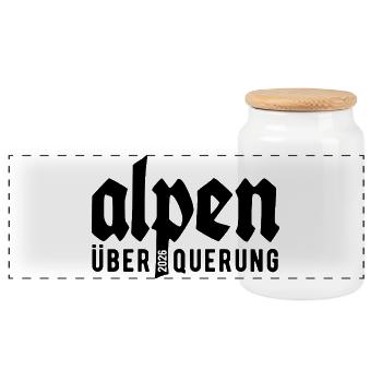 Alpen Überquerung 2026 - Wandern - Panorama Keksdose mit Holzdeckel - Weiß - Vorne