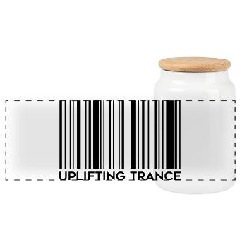 Uplifting Trance Barcode - Panoramic Cookie Jar with Wooden Lid - white - Front