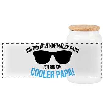 I'm a cool dad saying - Panoramic Cookie Jar with Wooden Lid - white - Front