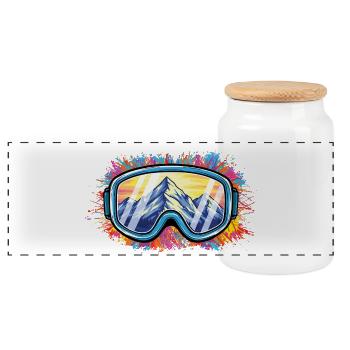 Apres Ski Party Crew Snow Skiing Ski Funny - Panoramic Cookie Jar with Wooden Lid - white - Front