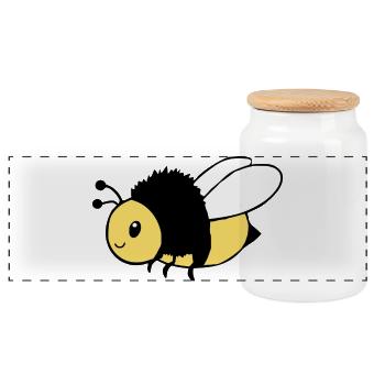 Cute Bee T-Shirt Funny Design Beekeeper - Panoramic Cookie Jar with Wooden Lid - white - Front