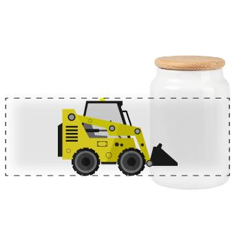 Excavatrice - Boîte à biscuits avec couvercle en bois - blanc - Devant