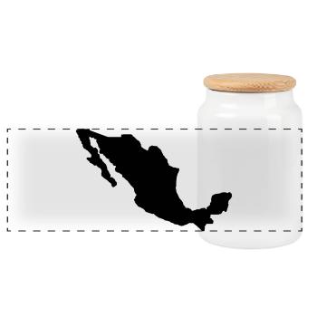 Mexico Country - Panoramic Cookie Jar with Wooden Lid - white - Front