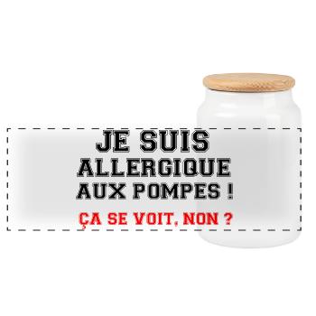 I'm allergic to pumps! - Panoramic Cookie Jar with Wooden Lid - white - Front