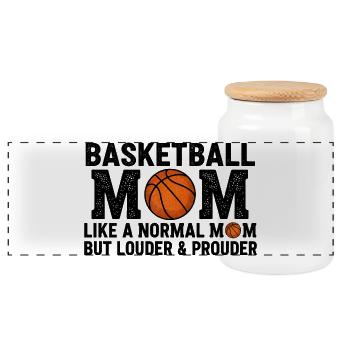 Stolze Basketball-Mutter Zitat Mutter - Panorama Keksdose mit Holzdeckel - Weiß - Vorne