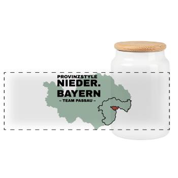 Lower Bavaria | PASSAU - Panoramic Cookie Jar with Wooden Lid - white - Front