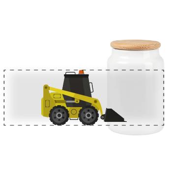 Excavatrice - Boîte à biscuits avec couvercle en bois - blanc - Devant