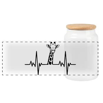 Conception de safari avec battements de cœur girafes - Boîte à biscuits avec couvercle en bois - blanc - Devant