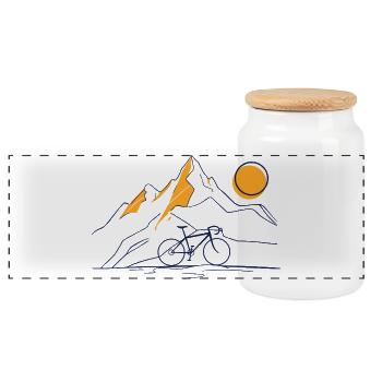 Bike Mountain Sun - Panorama Keksdose mit Holzdeckel - Weiß - Vorne
