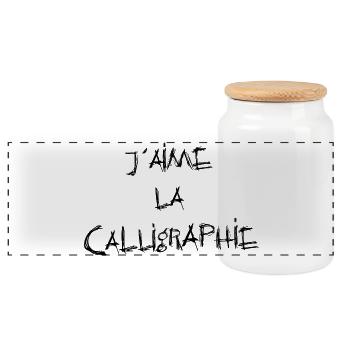 ICH LIEBE KALLIGRAPHIE! - Panorama Keksdose mit Holzdeckel - Weiß - Vorne