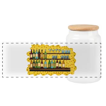 Barregal Cheese Evening Illustration - Panoramic Cookie Jar with Wooden Lid - white - Front