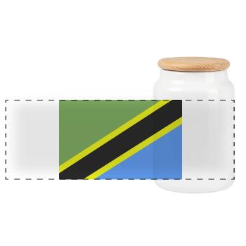 Tansania-Flagge - Panorama Keksdose mit Holzdeckel - Weiß - Vorne