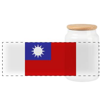 Taiwan flag - Panoramic Cookie Jar with Wooden Lid - white - Front