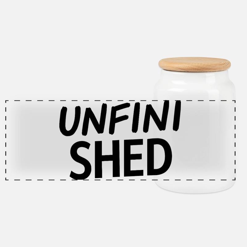 Unfinished Shed Typografie - Panorama Keksdose mit Holzdeckel - Weiß
