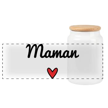 HEART. MAMMA. MOTHER'S DAY. PARTY. HAPPY BIRTHDAY - Panoramic Cookie Jar with Wooden Lid - white - Front