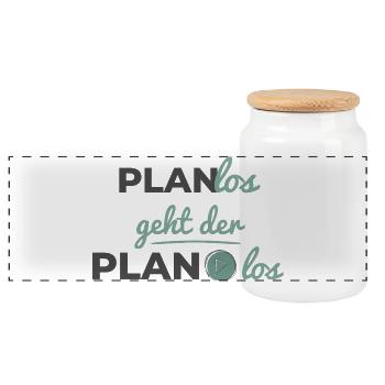 The plan starts haphazardly – Scandi Soft Typography - Panoramic Cookie Jar with Wooden Lid - white - Front