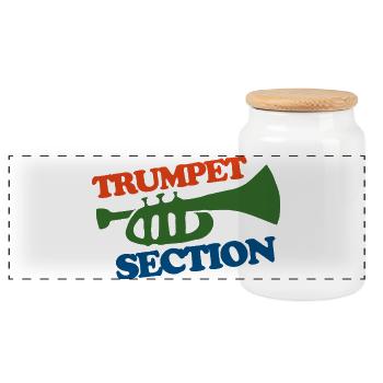 Trompetensektion Logo Tee - Panorama Keksdose mit Holzdeckel - Weiß - Vorne