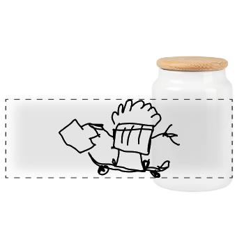 Skating Muffin with Suitcase - Panorama Keksdose mit Holzdeckel - Weiß - Vorne