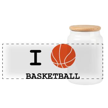 Ich liebe Basketball - Panorama Keksdose mit Holzdeckel - Weiß - Vorne