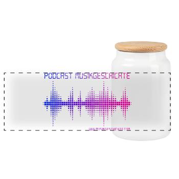 Podcast Music History - Panoramic Cookie Jar with Wooden Lid - white - Front