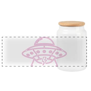 UFO Neon Pink Lightning Party Techno Vector - Boîte à biscuits avec couvercle en bois - blanc - Devant
