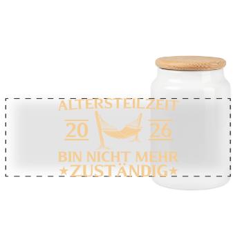 Partial retirement 2026 farewell gift early retirement - Panoramic Cookie Jar with Wooden Lid - white - Front