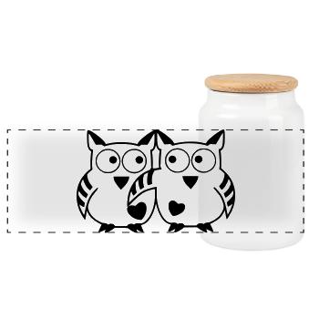 Couple Mondschlihu - Les Biens Célestes Originels - Boîte à biscuits avec couvercle en bois - blanc - Devant